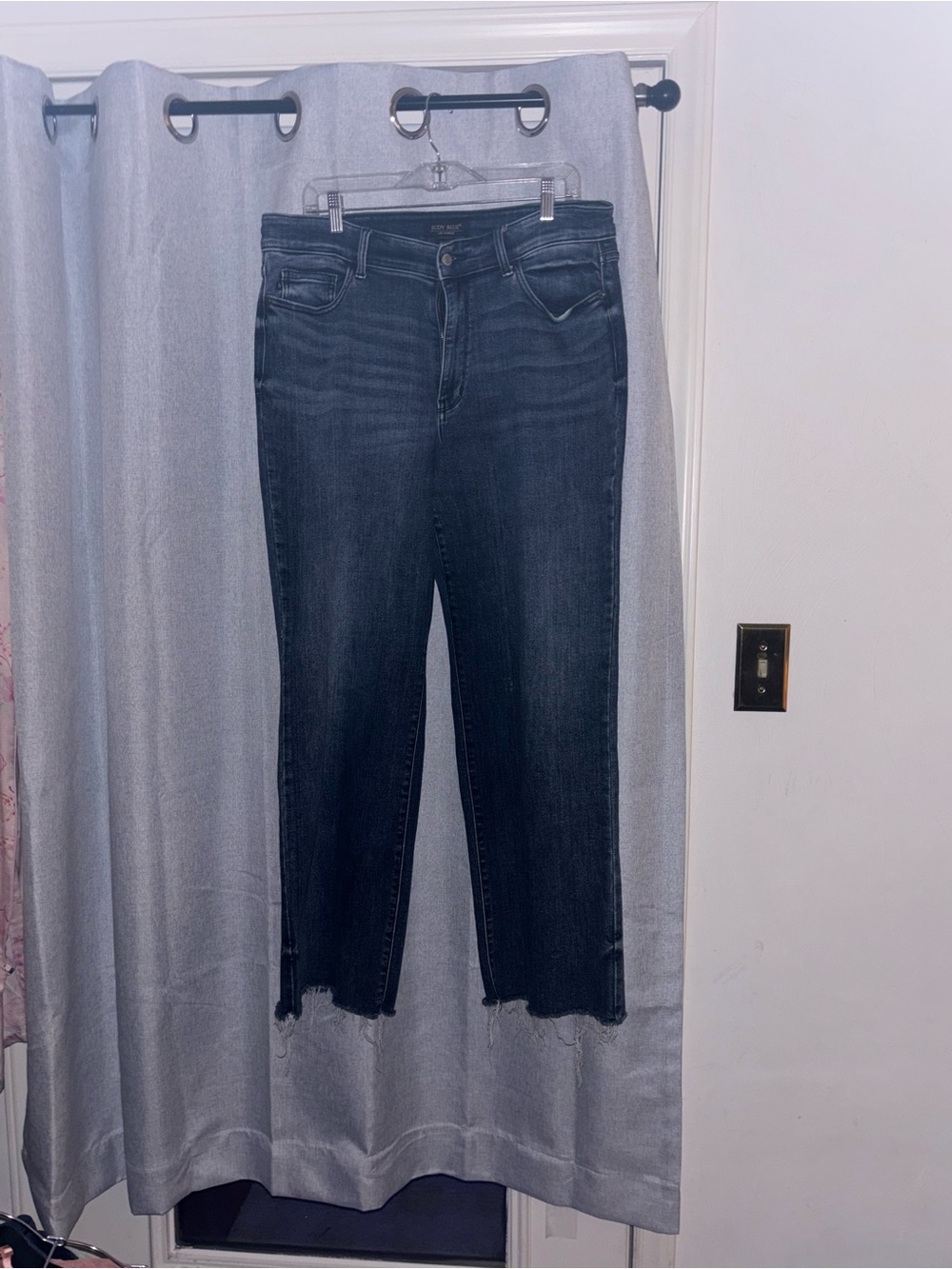 Judy Blue Wide Leg Dark Wash Jeans with Raw Hem